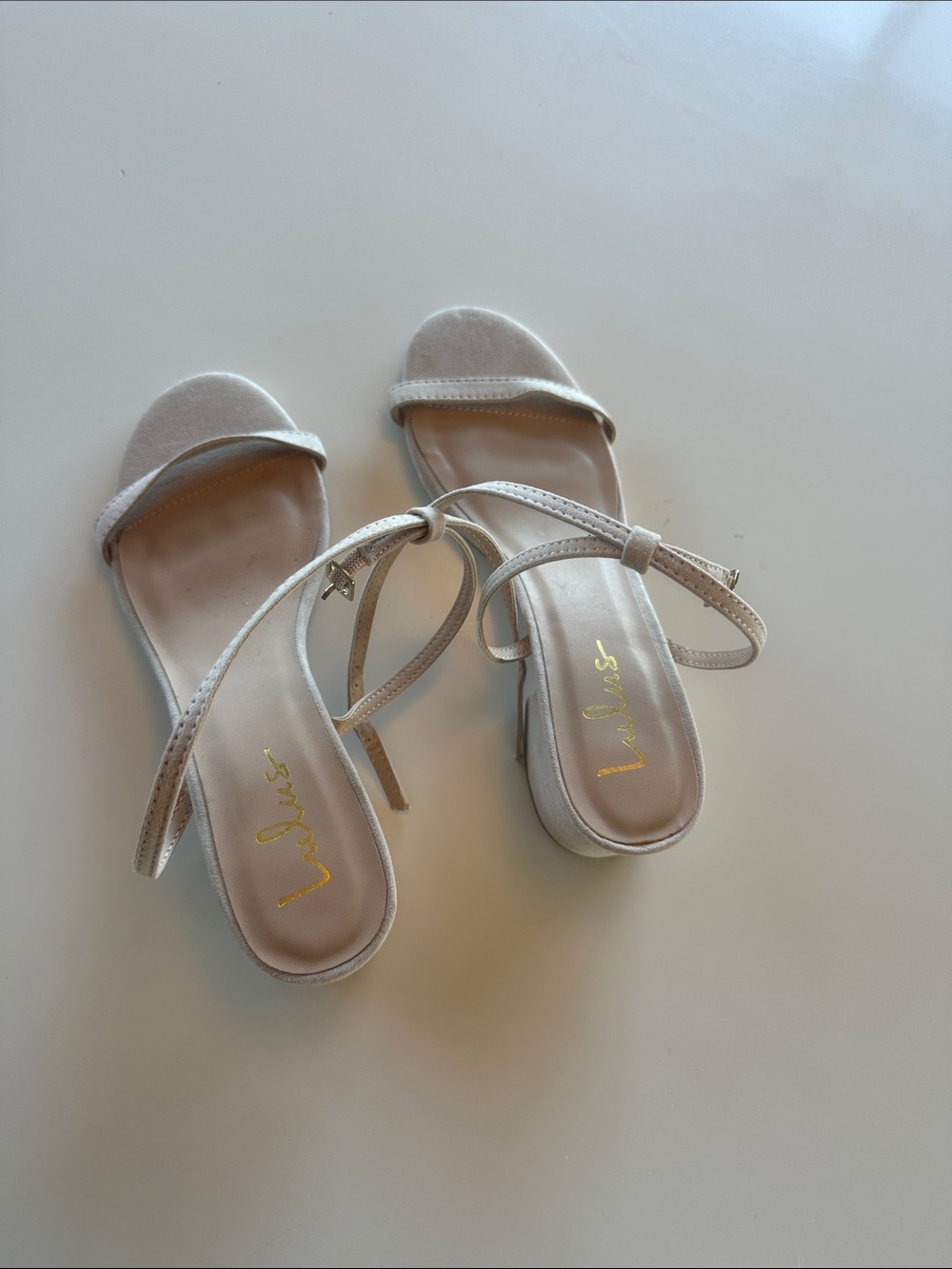 Lulu's Ivory Lace-Up Strappy Block Heel Sandals